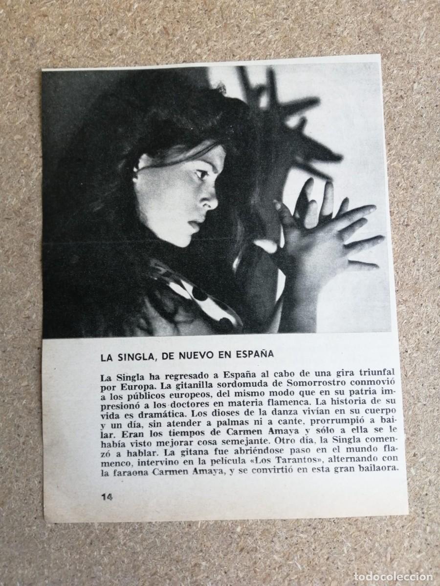 Otros art&iacute;culos de coleccionismo en papel: ARTICULO DE PRENSA. LA SINGLA, DE NUEVO EN ESPA&Ntilde;A