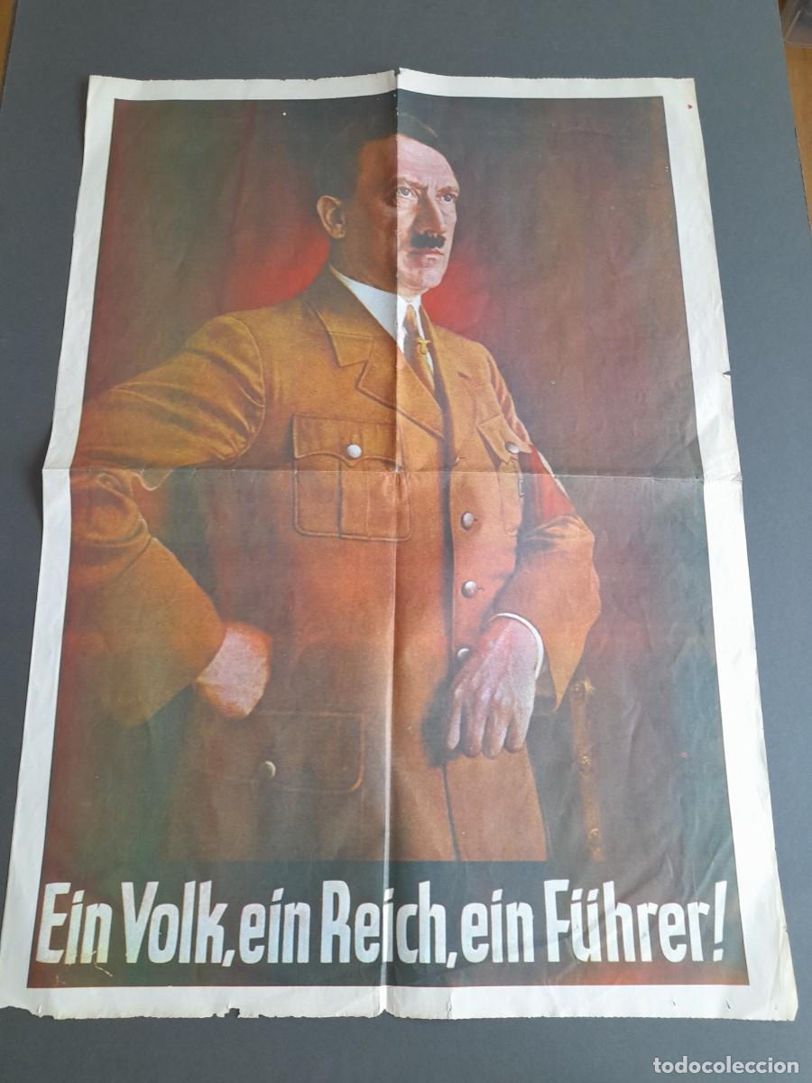 Otros art&iacute;culos de coleccionismo en papel: Prensa de &eacute;poca, p&oacute;ster de Hitler, doblado, 41x58cm aprox