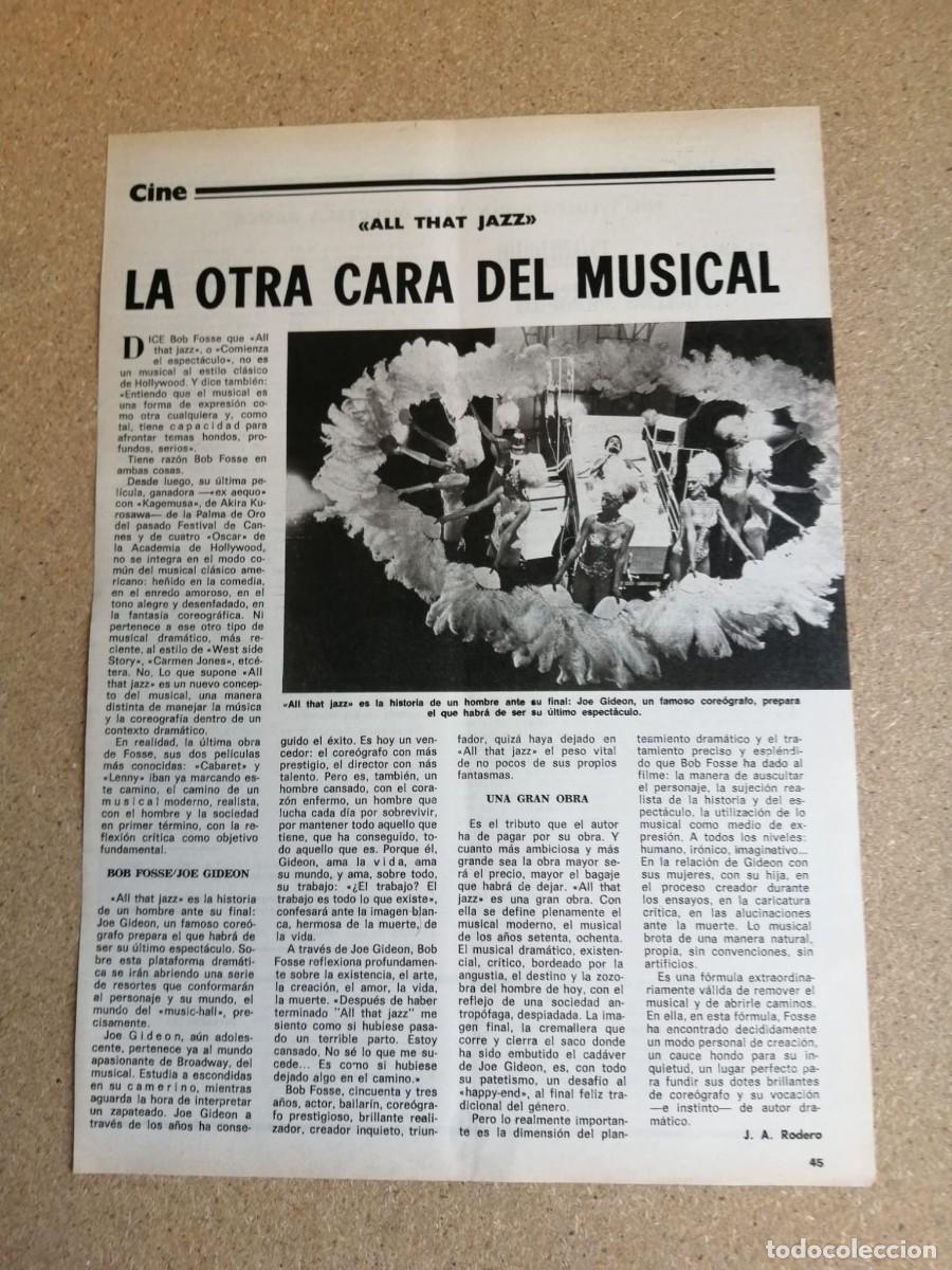 Otros art&iacute;culos de coleccionismo en papel: CRITICA CINEMATOGRAFICA. ALL THAT JAZZ, EMPIEZA EL ESPECTACULO (BOB FOSSE)