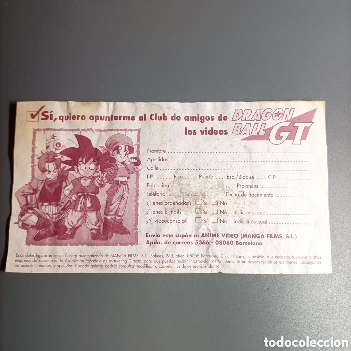Otros art&iacute;culos de coleccionismo en papel: CUPON DRAGON BALL GT. CALENDARIO 1998