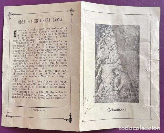 Otros art&iacute;culos de coleccionismo en papel: ESTAMPA CON HOJA DE OLIVO DEL HUERTO DE GETSEMANI, OBRA PIA DE TIERRA SANTA