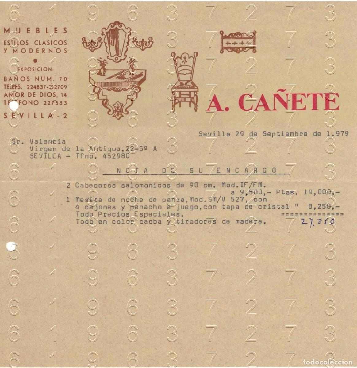 Otros art&iacute;culos de coleccionismo en papel: SEVILLA A CA&Ntilde;ETE 2 FACTURAS ANTIGUAS 1979 M37