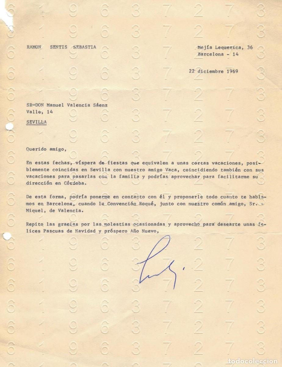 Otros art&iacute;culos de coleccionismo en papel: RAMON SENTIS SEBASTIA CARTA 1969 M37