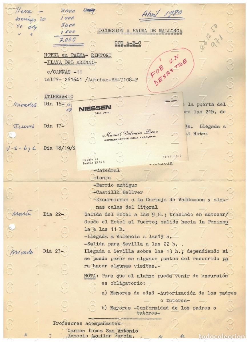 Otros art&iacute;culos de coleccionismo en papel: RENTERIA NIESSEN REPRESENTANTES A PALMA DE MALLORCA 1980 M37