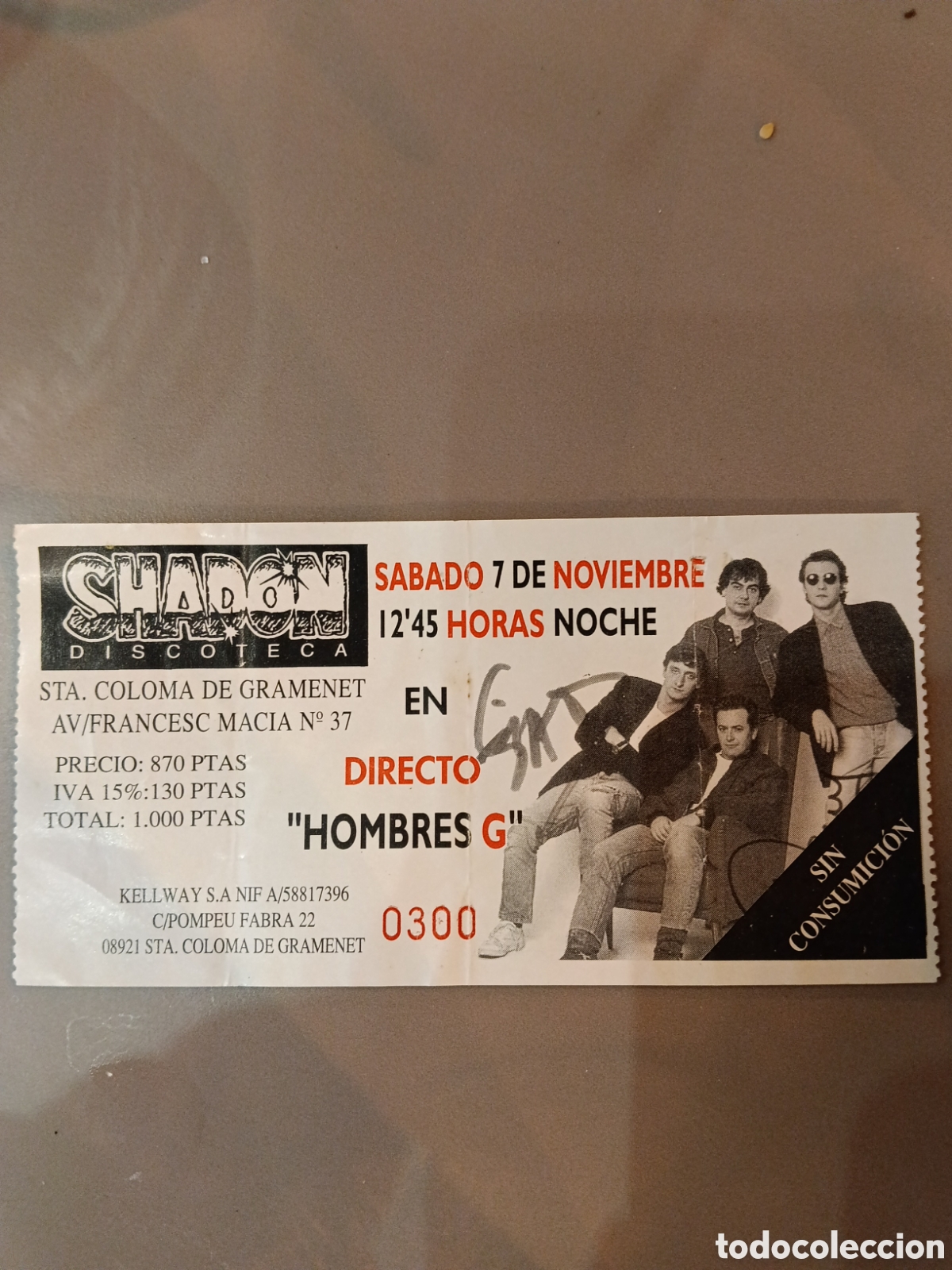 Otros art&iacute;culos de coleccionismo en papel: Entrada f&iacute;sica concierto HOMBRES G