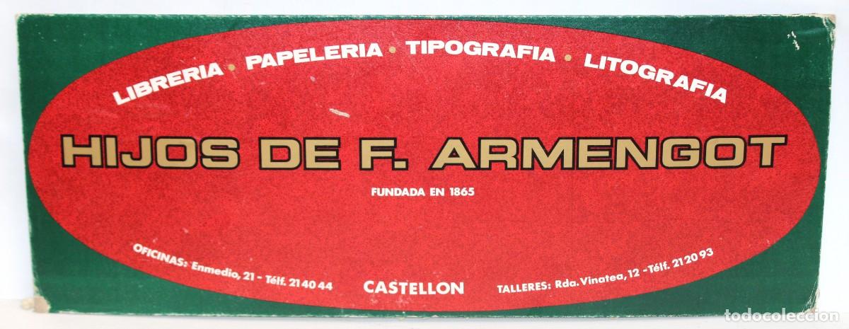 Otros art&iacute;culos de coleccionismo en papel: ROTULO DE MOSTRADOR CON PUBLICIDAD DE LA EMPRESA HIJOS DE F. ARMENGOT (CASTELLON)