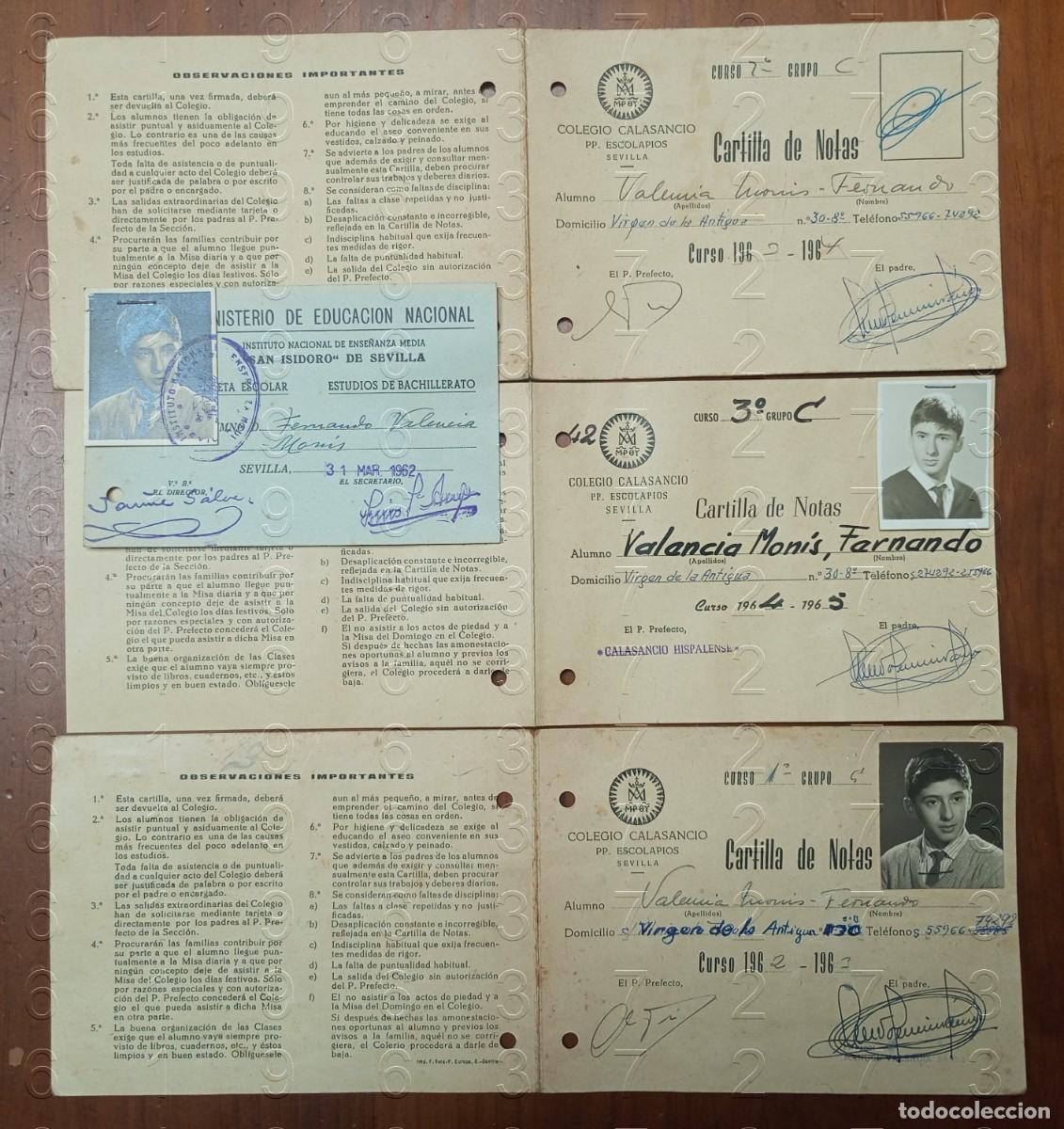 Otros art&iacute;culos de coleccionismo en papel: SEVILLA COLEGIO ESCOLAPIOS 3 CARTILLAS DE NOTAS 1962 63 Y 64 TODO LO QUE VES U93