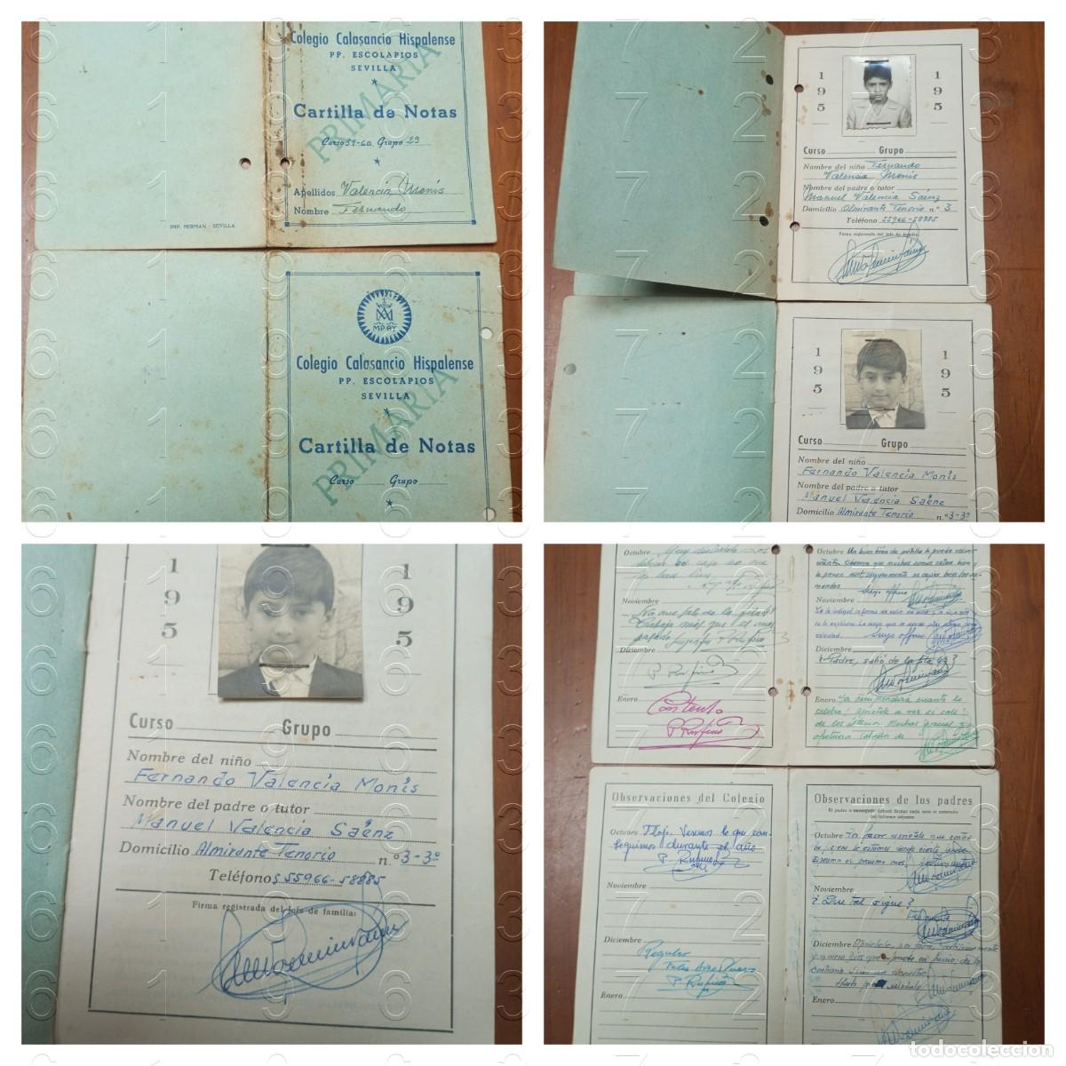 Otros art&iacute;culos de coleccionismo en papel: SEVILLA FUERTES CRITICAS AL ALUMNO COLEGIO ESCOLAPIOS 2 CARTILLAS DE NOTAS 1959 Y 60 U93