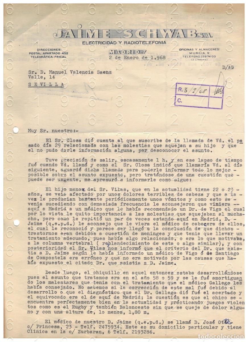Sammelleidenschaft Andere Papierartikel: JAIME SCHWAB MADRID CARTA 1968 M38