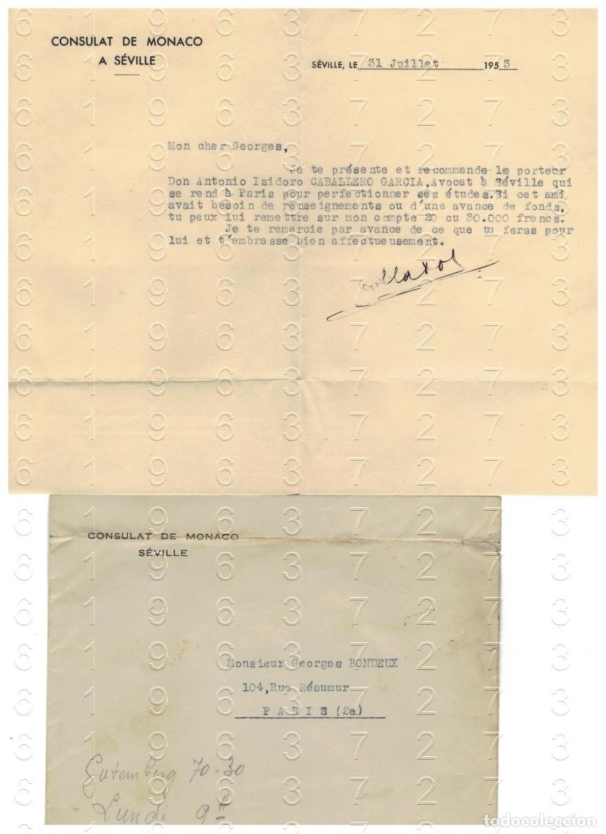 Otros art&iacute;culos de coleccionismo en papel: MONACO CONSULADO EN SEVILLA 1953 CARTA M38