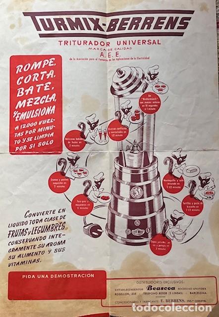Otros art&iacute;culos de coleccionismo en papel: PUBLICIDAD TURMIX BERRENS, TRITURADOR UNIVERSAL Y TARJETA DE GARANTIA 1988