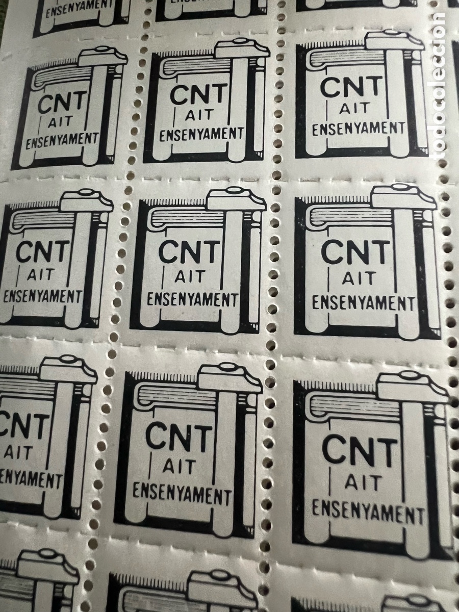 Otros art&iacute;culos de coleccionismo en papel: BLOC DE SELLOS CNT AIT ENSENYAMENT