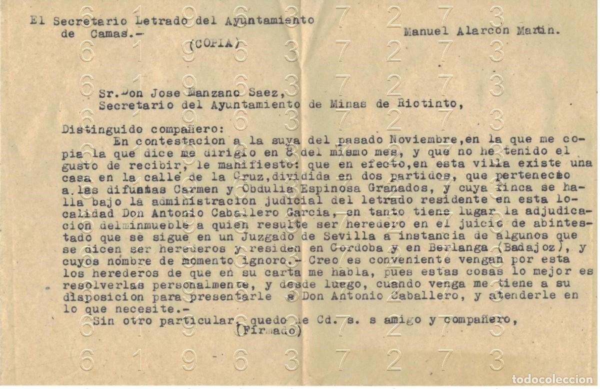 Otros art&iacute;culos de coleccionismo en papel: MINAS DE RIOTINTO CAMAS SEVILLA 1955 CARTA M40