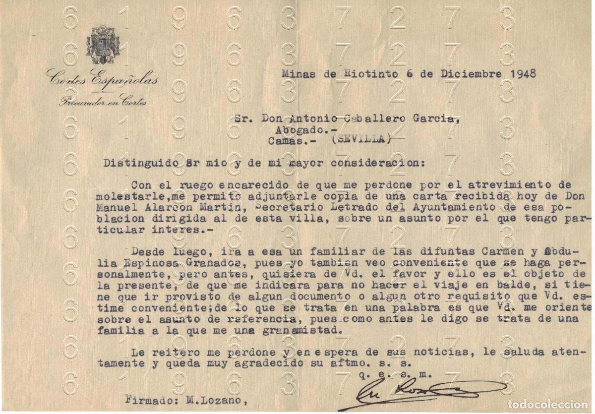 Otros art&iacute;culos de coleccionismo en papel: MINAS DE RIOTINTO 1948 M LOZANO CARTA M40