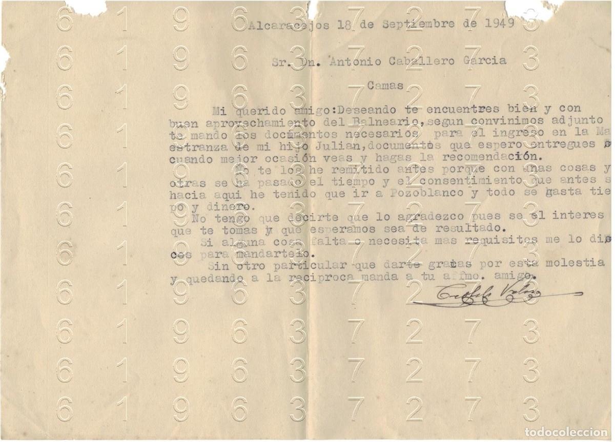 Otros art&iacute;culos de coleccionismo en papel: ALCARACEJOS CORDOBA 1949 CARTA M40