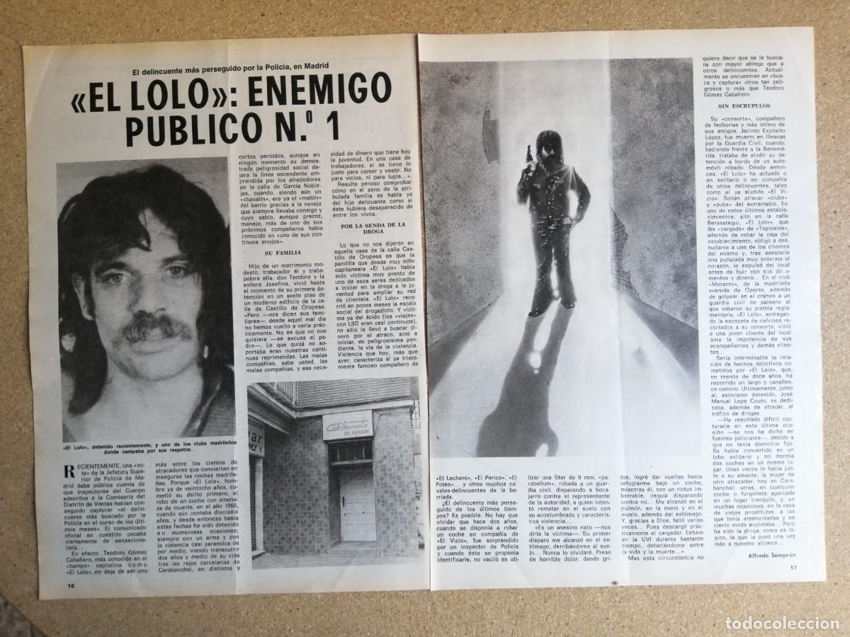 Otros art&iacute;culos de coleccionismo en papel: REPORTAJE. EL LOLO, ENEMIGO PUBLICO NUMERO 1