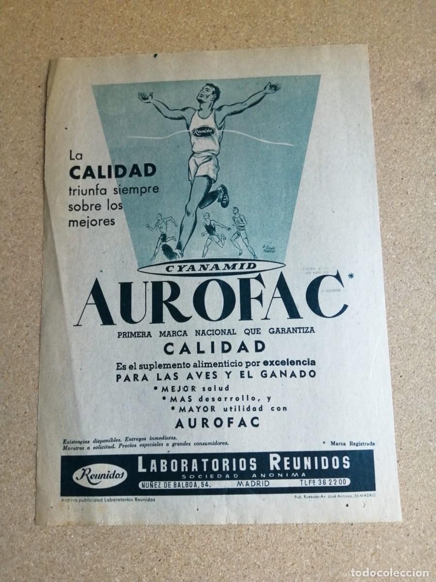 Otros art&iacute;culos de coleccionismo en papel: ANUNCIO. AUROFAC, SUPLEMENTO ALIMENTICIO PARA AVES Y GANADO