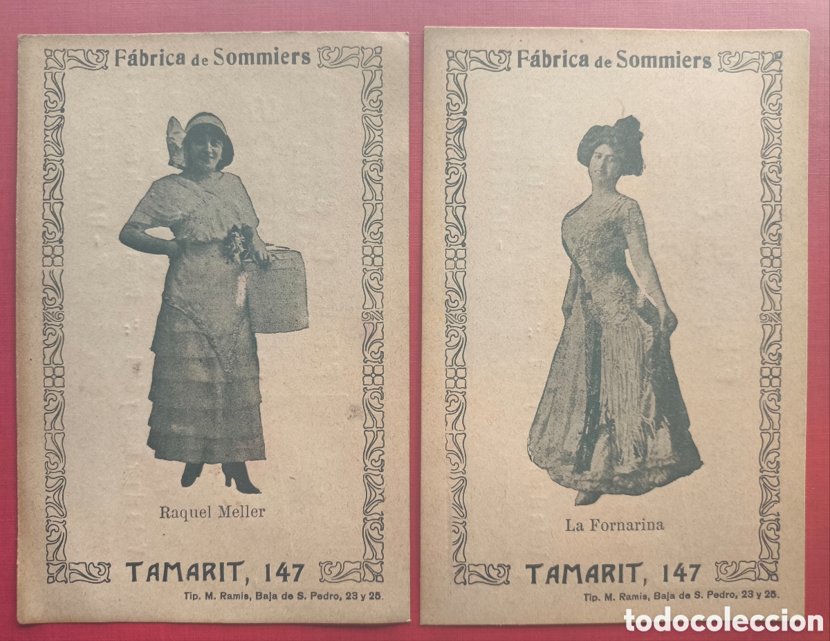 Otros art&iacute;culos de coleccionismo en papel: CUPL&Eacute; LA FORNARINA - RAQUEL MELLER TARJETA PUBLICIDAD SOMIERS JOS&Eacute; ROS BARCELONA C. 1910