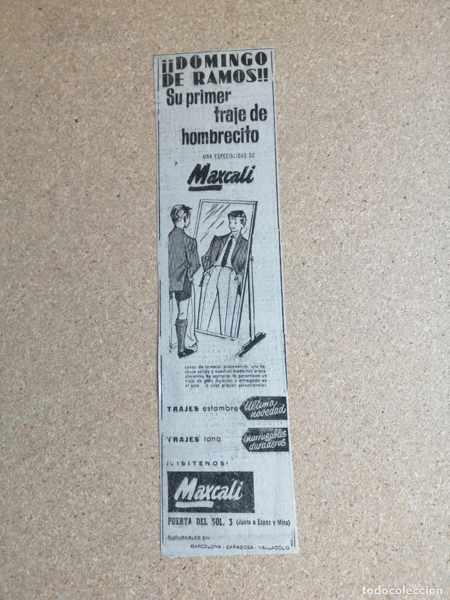 Otros art&iacute;culos de coleccionismo en papel: ANUNCIO. TRAJES MAXCALI
