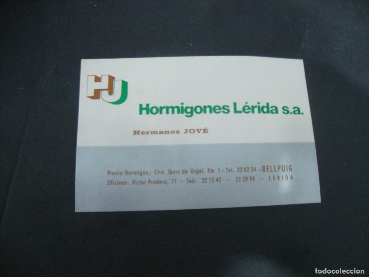 Otros art&iacute;culos de coleccionismo en papel: ANTIGUA TARJETA DE VISITA HORMIGONES LERIDA HNOS JOVE CON TARIFA LERIDA BELLPUIG