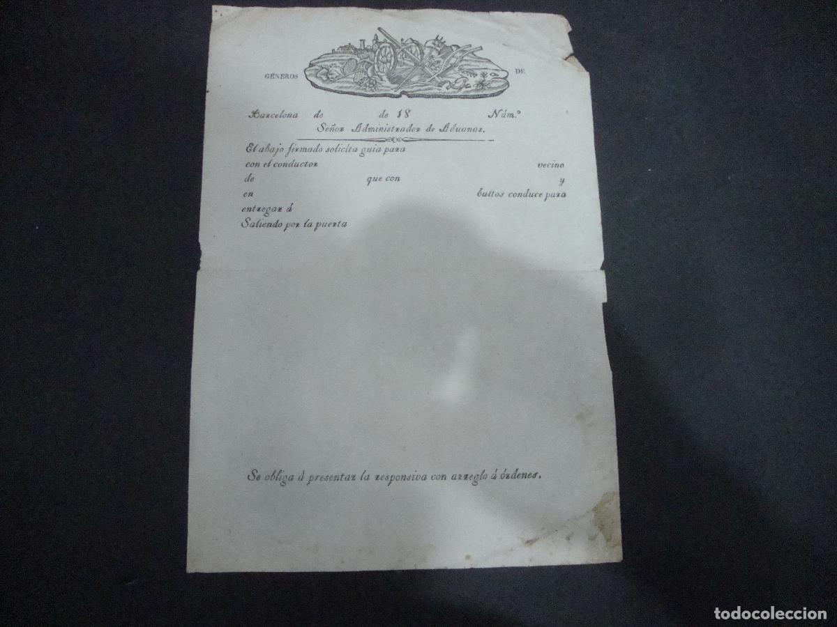 Otros art&iacute;culos de coleccionismo en papel: HOJA SE&Ntilde;OR ADMINISTRADOR DE ADUANAS SOLICITA GUIA SIGLO XIX