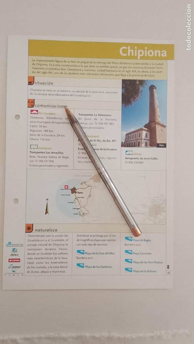 Otros art&iacute;culos de coleccionismo en papel: ficha tecnica coleccionable sobre cadiz - CHIPIONA