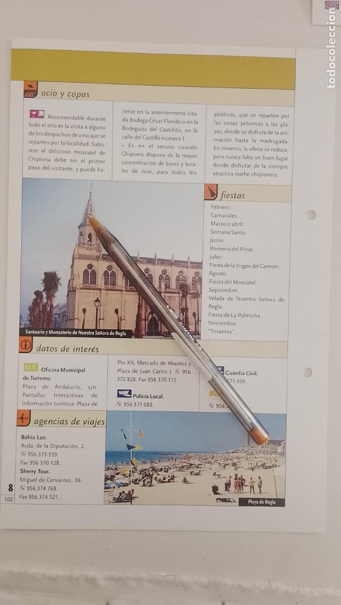 Otros art&iacute;culos de coleccionismo en papel: ficha tecnica coleccionable sobre cadiz - CHIPIONA