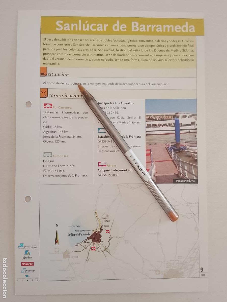 Otros art&iacute;culos de coleccionismo en papel: ficha tecnica coleccionable sobre cadiz - SANLUCAR DE BARRAMEDA