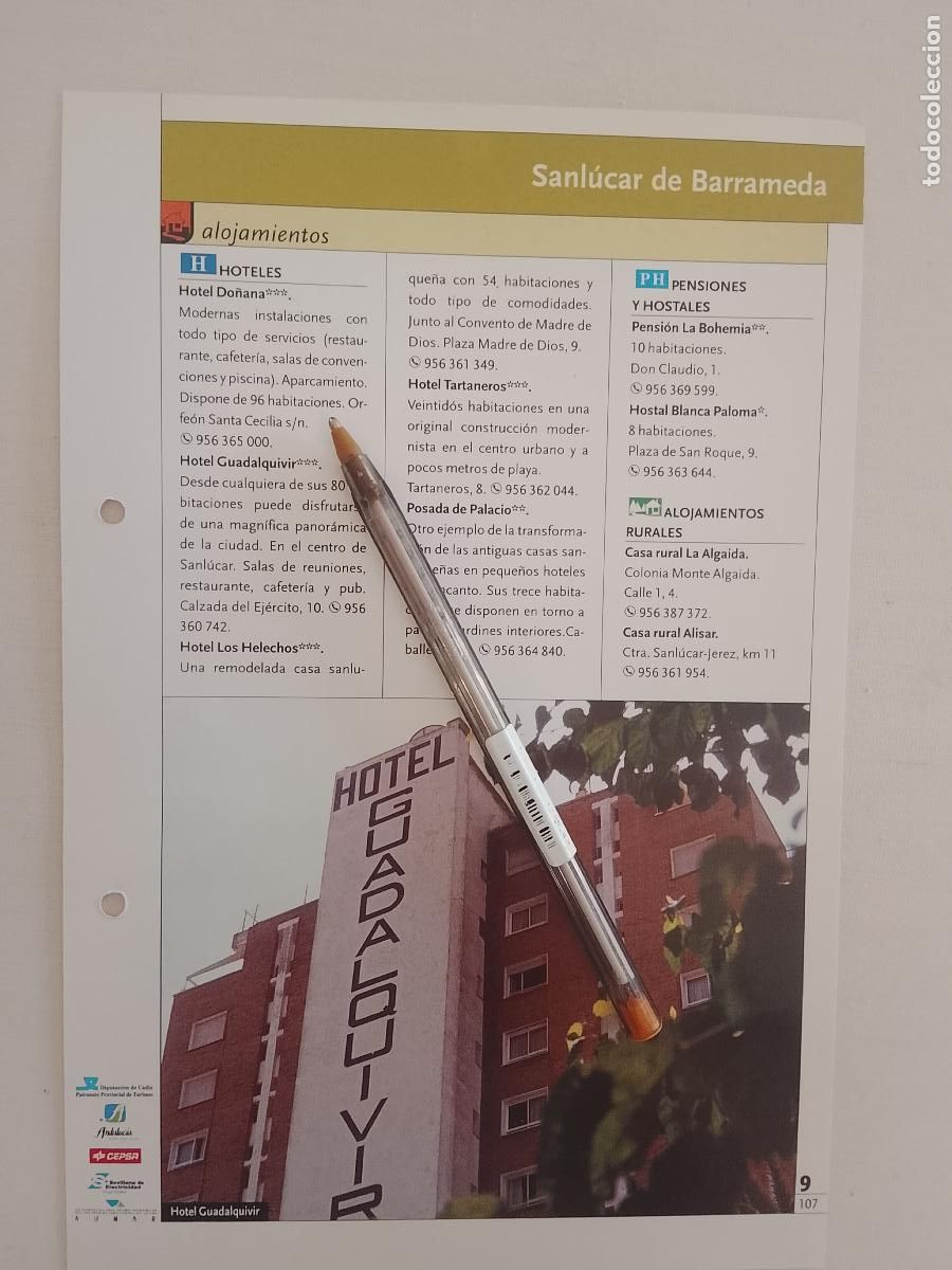 Otros art&iacute;culos de coleccionismo en papel: ficha tecnica coleccionable sobre cadiz - SANLUCAR DE BARRAMEDA