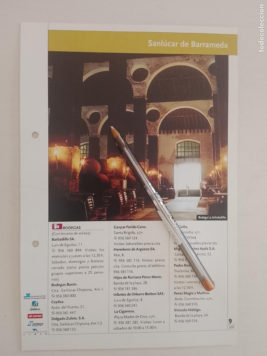 Otros art&iacute;culos de coleccionismo en papel: ficha tecnica coleccionable sobre cadiz - SANLUCAR DE BARRAMEDA