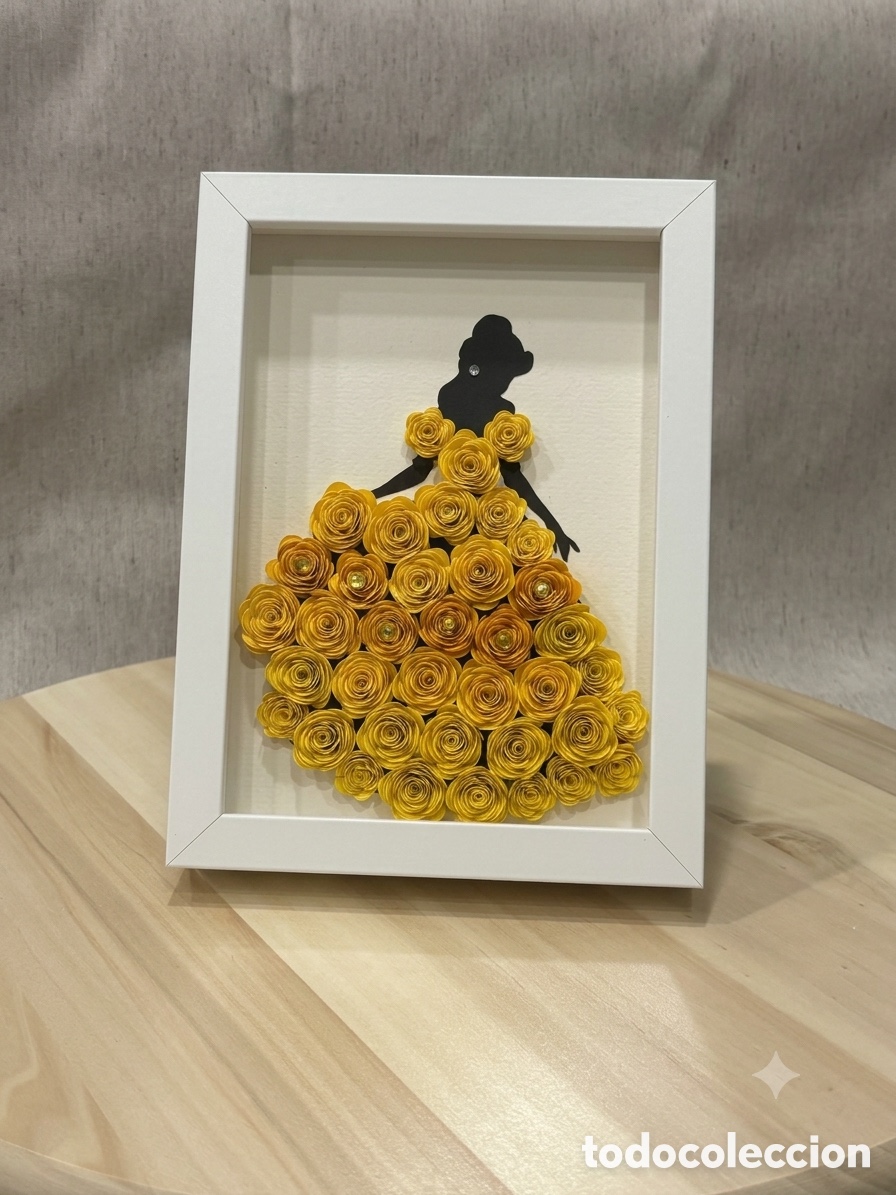 Otros art&iacute;culos de coleccionismo en papel: Cuadro decorativo princesas Disney hecho a mano BELLA