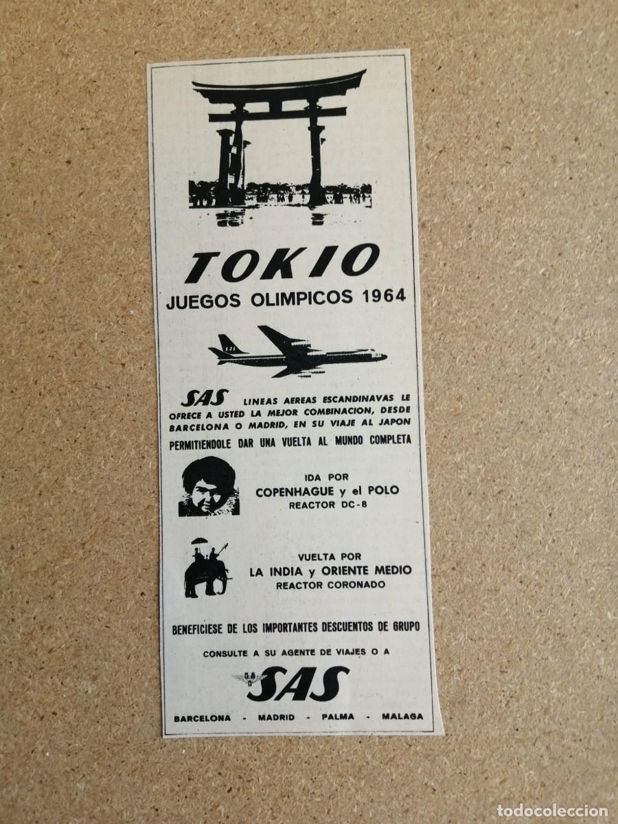 Otros art&iacute;culos de coleccionismo en papel: ANUNCIO. JUEGOS OLIMPICOS DE 1964, VUELOS SAS A TOKIO