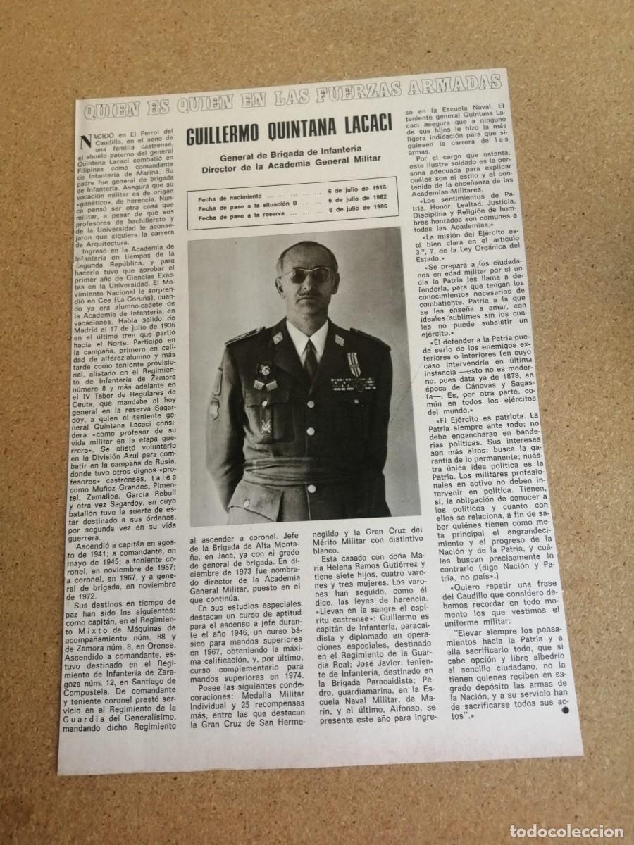 Otros art&iacute;culos de coleccionismo en papel: ARTICULO. QUIEN ES QUIEN EN LAS FUERZAS ARMADAS, GUILLERMO QUINTANA LACACI