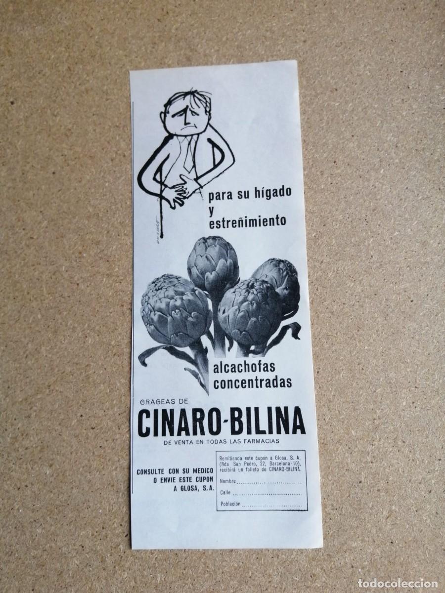 Otros art&iacute;culos de coleccionismo en papel: ANUNCIO. GRAGEAS DE CINARO - BILINA