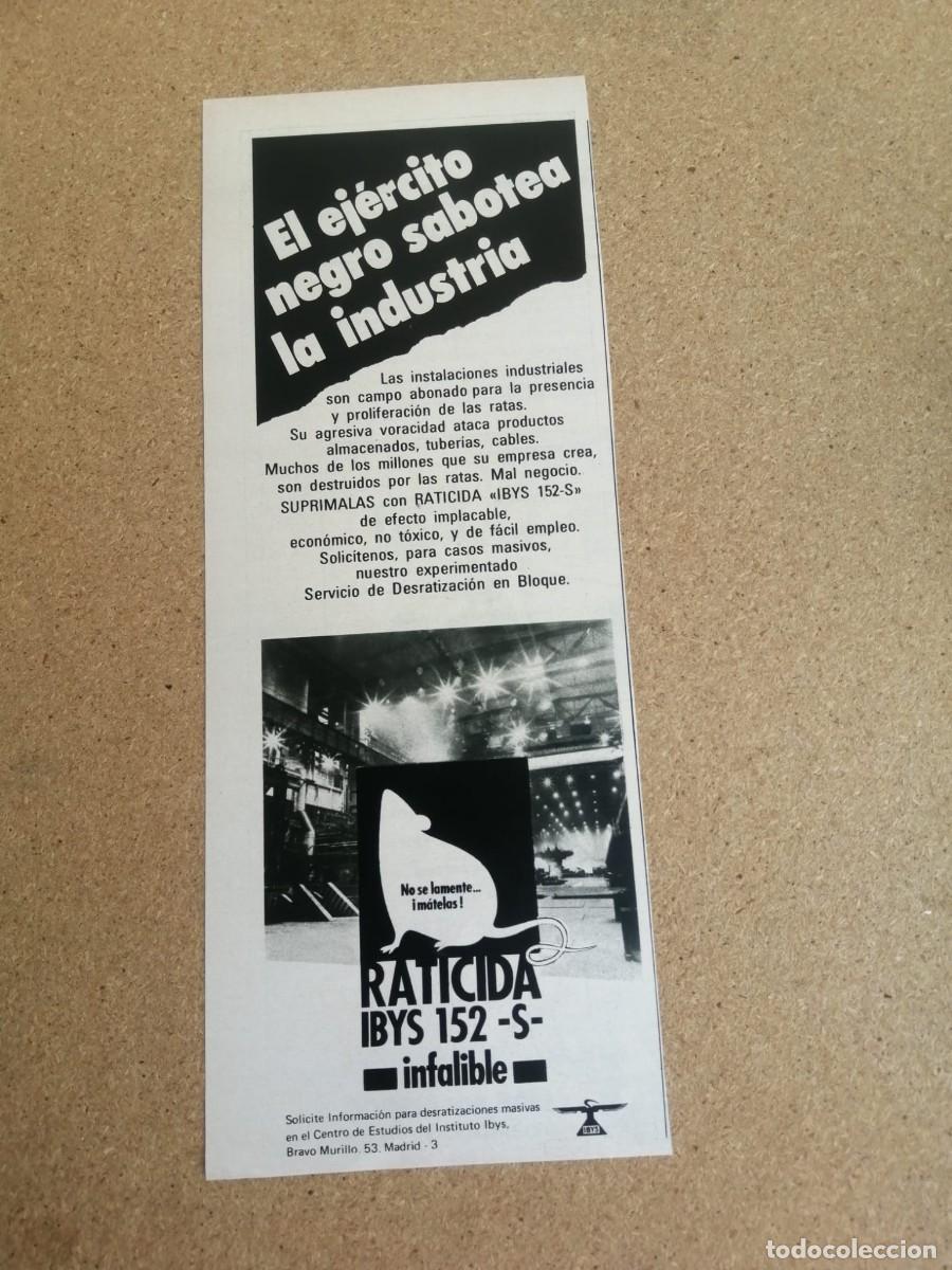 Otros art&iacute;culos de coleccionismo en papel: ANUNCIO. RATICIDA IBYS 152 - S
