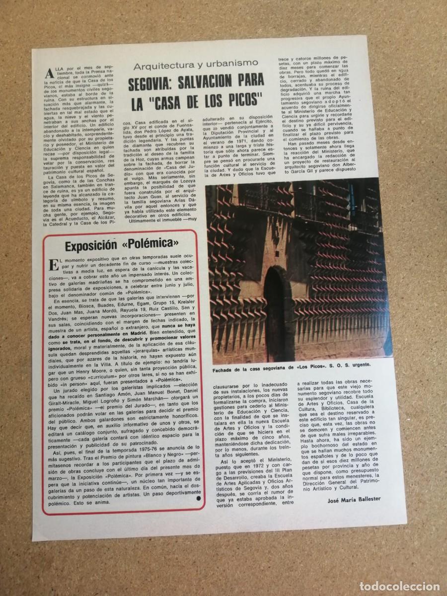 Otros art&iacute;culos de coleccionismo en papel: REPORTAJE. SEGOVIA, SALVACION PARA LA CASA DE LOS PICOS