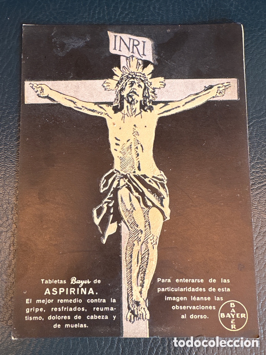 Otros art&iacute;culos de coleccionismo en papel: TARJETA ESTAMPA PUBLICIDAD ASPIRINA BAYER ( CRISTO EN LA CRUZ FOSFORESCENTE)