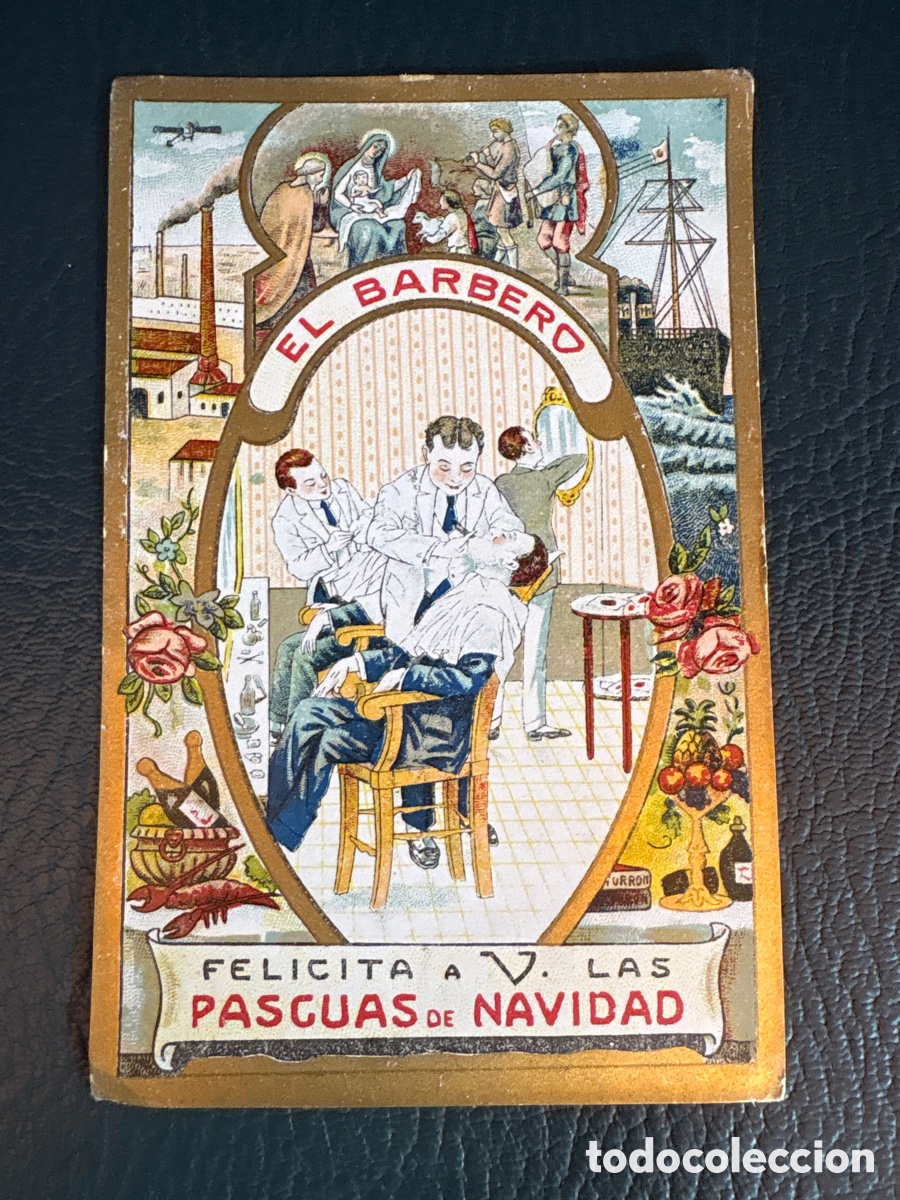 Otros art&iacute;culos de coleccionismo en papel: Felicitaci&oacute;n de Navidad , el barbero