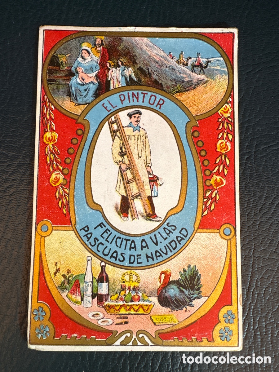 Otros art&iacute;culos de coleccionismo en papel: Felicitaci&oacute;n de Navidad - el pintor felicita las Pascuas