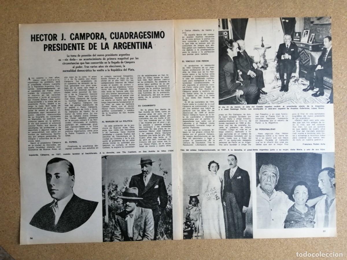 Altri oggetti di carta: REPORTAJE. HECTOR J. CAMPORA, CUADRAGESIMO PRESIDENTE DE LA ARGENTINA