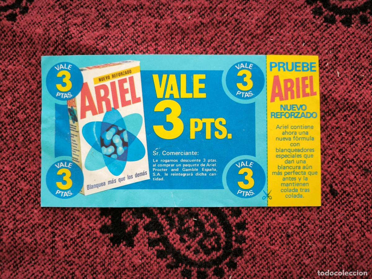 Otros art&iacute;culos de coleccionismo en papel: Cup&oacute;n Vale Descuento Ariel 3 Pesetas Publicidad Vintage Procter & Gamble