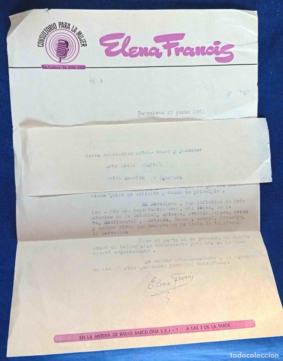 Otros art&iacute;culos de coleccionismo en papel: CARTA DE RESPUESTA DEL CONSULTORIO PARA LA MUJER DE ELENA FRANCIS. BARCELONA, 1962.