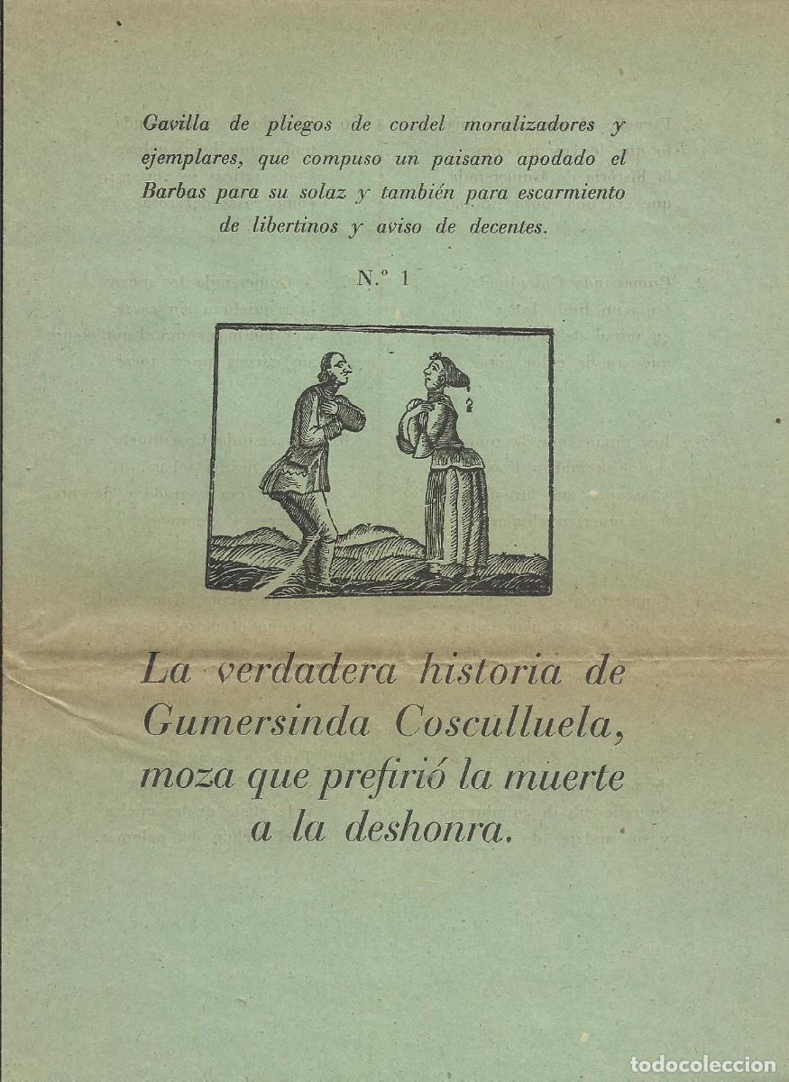Otros art&iacute;culos de coleccionismo en papel: Gumersinda Cosculluela. Folleto Gavilla de pliegos. N&ordm;1. Cuadr&iacute;ptico. 8 p&aacute;ginas. Papel. 22x16 cm.