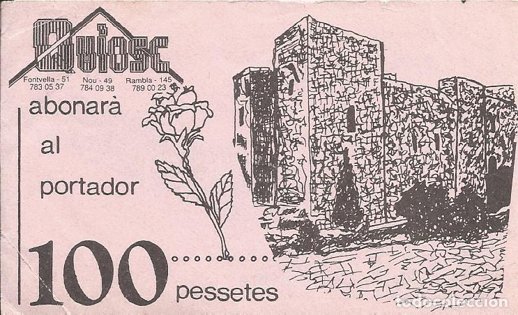 Otros art&iacute;culos de coleccionismo en papel: Bono Quiosc del Carrer Nou. Quiosc Font Vella. Rambla. 100 pessetes. 6x9,5 cm. Papel. Barcelona.