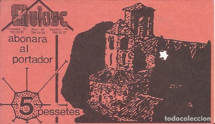 Otros art&iacute;culos de coleccionismo en papel: Bono Quiosc del Carrer Nou. Quiosc Font Vella. Rambla. 5 pessetes. 6x9,5 cm. Papel. Barcelona.