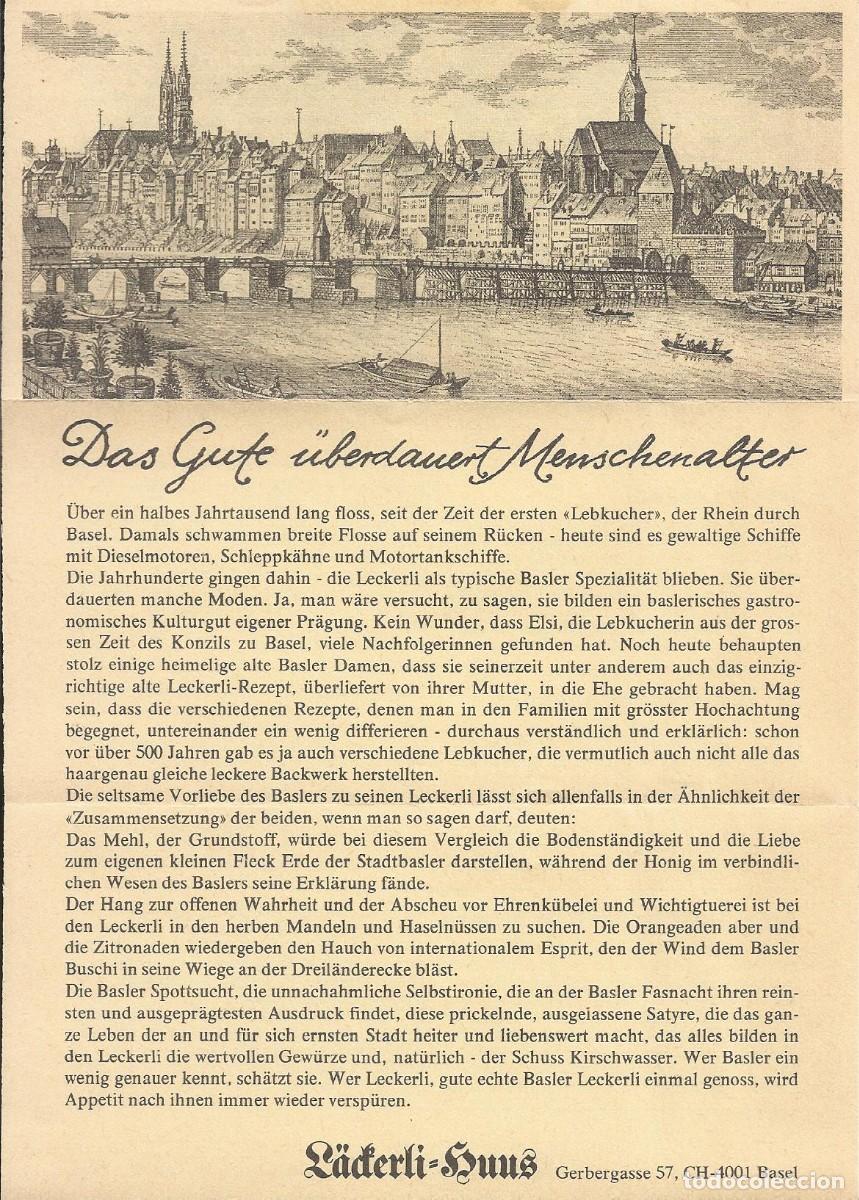 Otros art&iacute;culos de coleccionismo en papel: Publicidad. Plegado en tres partes. Lackerli Huus. Basel. Basilea. Suiza. Bizcochos. 21x15 cm.