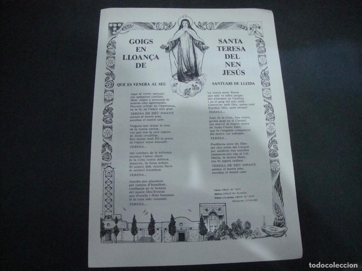 Otros art&iacute;culos de coleccionismo en papel: GOIGS EN LLOAN&Ccedil;A DE SANTA TERESA DEL NEN JESUSVENERA SANTUARI DE LLEIDA