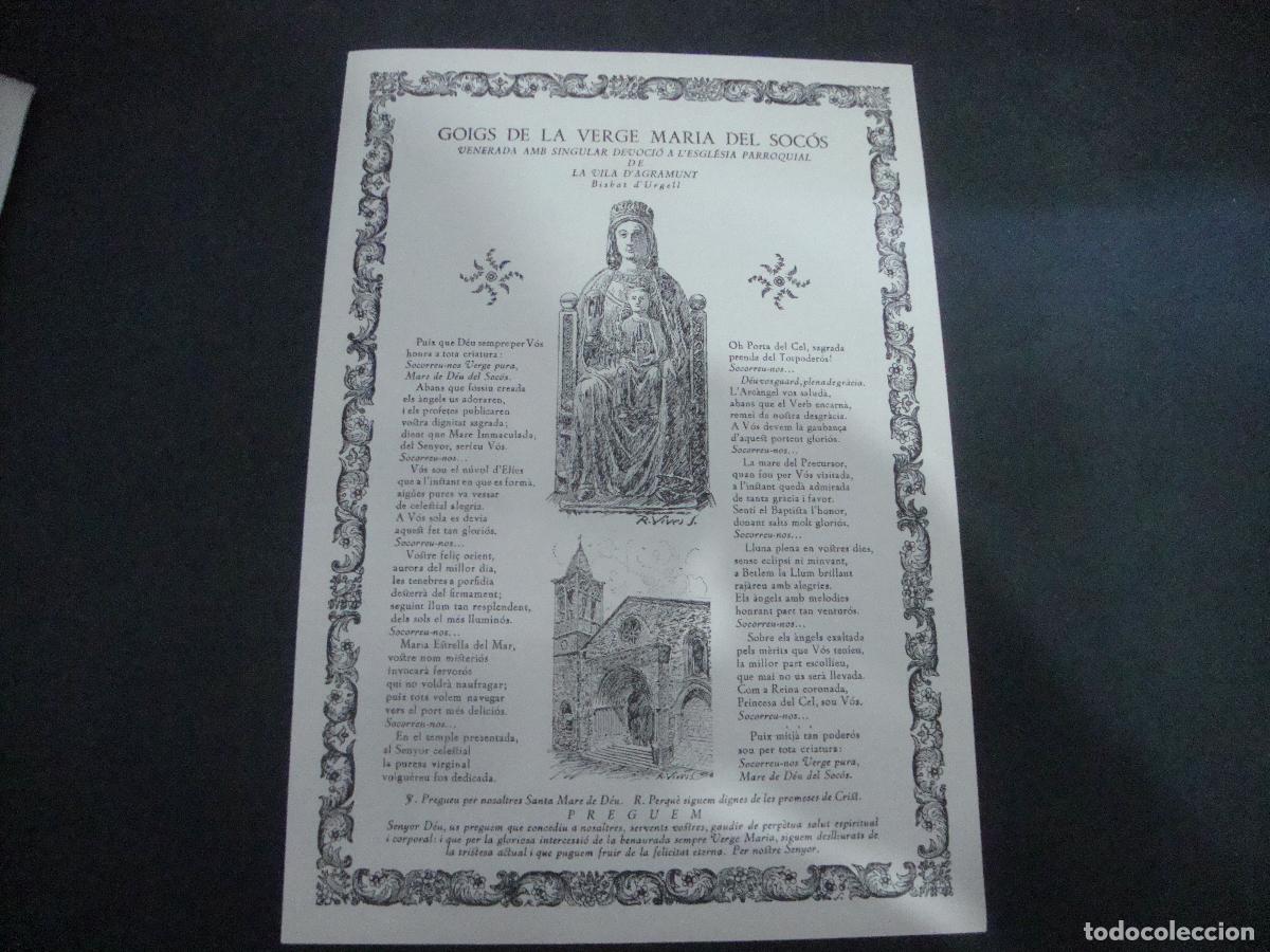 Otros art&iacute;culos de coleccionismo en papel: GOIGS DE LA VERGE MARIA DEL SOCOS VENERADA PARROQUIA DE LA VILA D'AGRAMUNT
