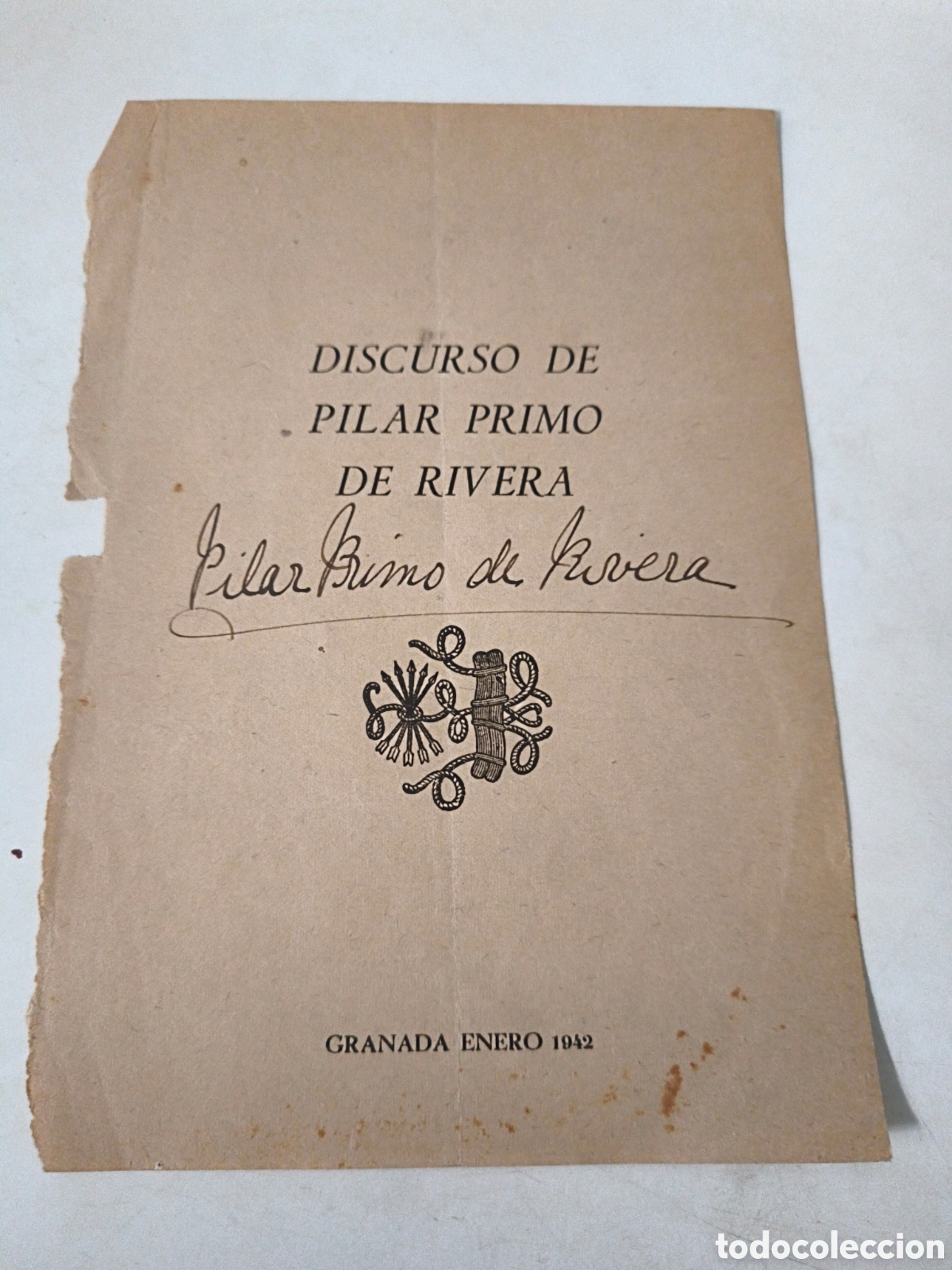 Otros art&iacute;culos de coleccionismo en papel: Autografo de Pilar Primo de Rivera