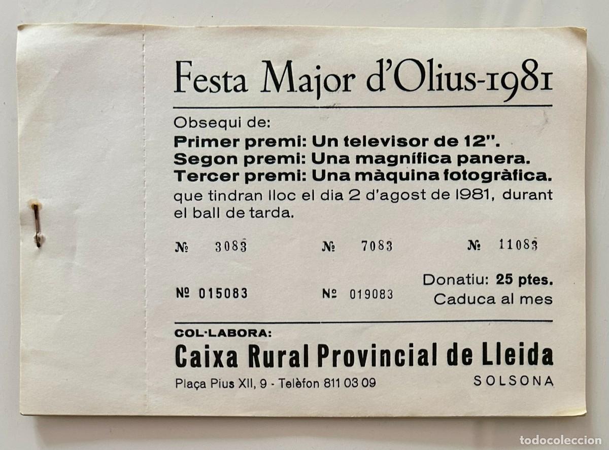 Sammelleidenschaft Andere Papierartikel: TALONARIO SORTEO - FESTA MAJOR D' OLIUS - SOLSON&Egrave;S - 1981 - 17 N&Uacute;MS.